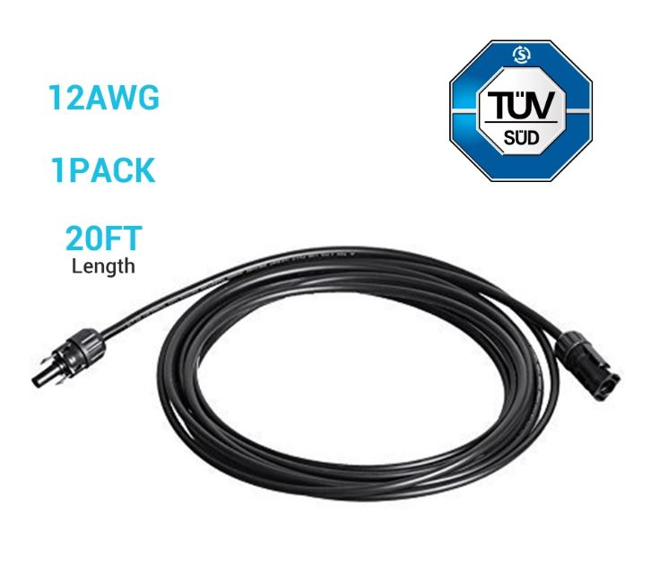 Renogy Solar Panel Extension Cable 20ft 12AWG (Single)